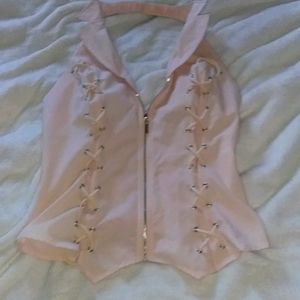 Pink backless top
